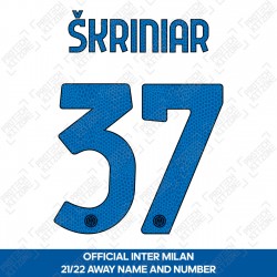 Škriniar 37 (Official Inter Milan 2021/22 Away Club Name and Numbering)